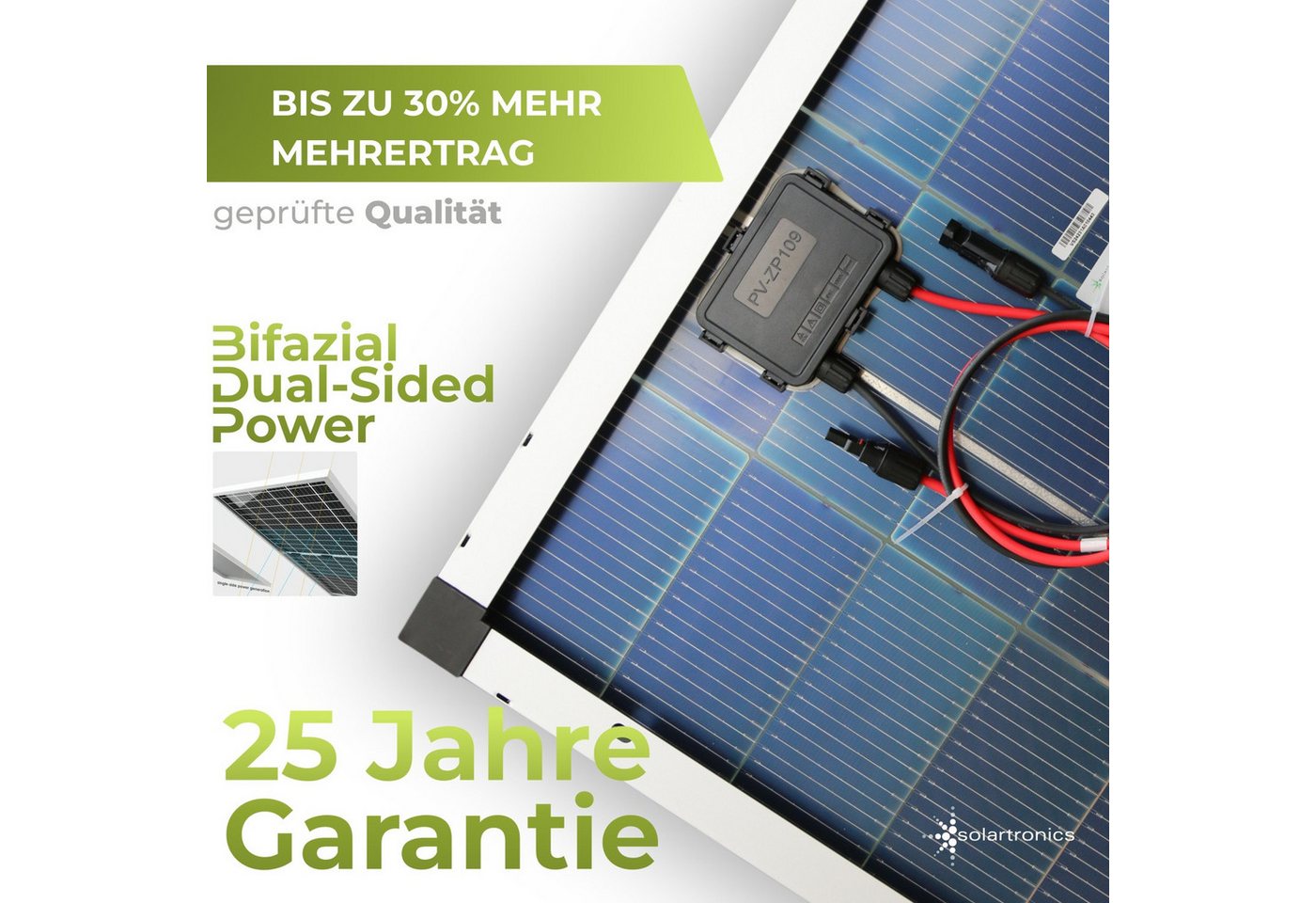 solartronics Solarmodul Monokristallines Solarpanel 120W 18V Bifazial, Monokristallin Bild 5