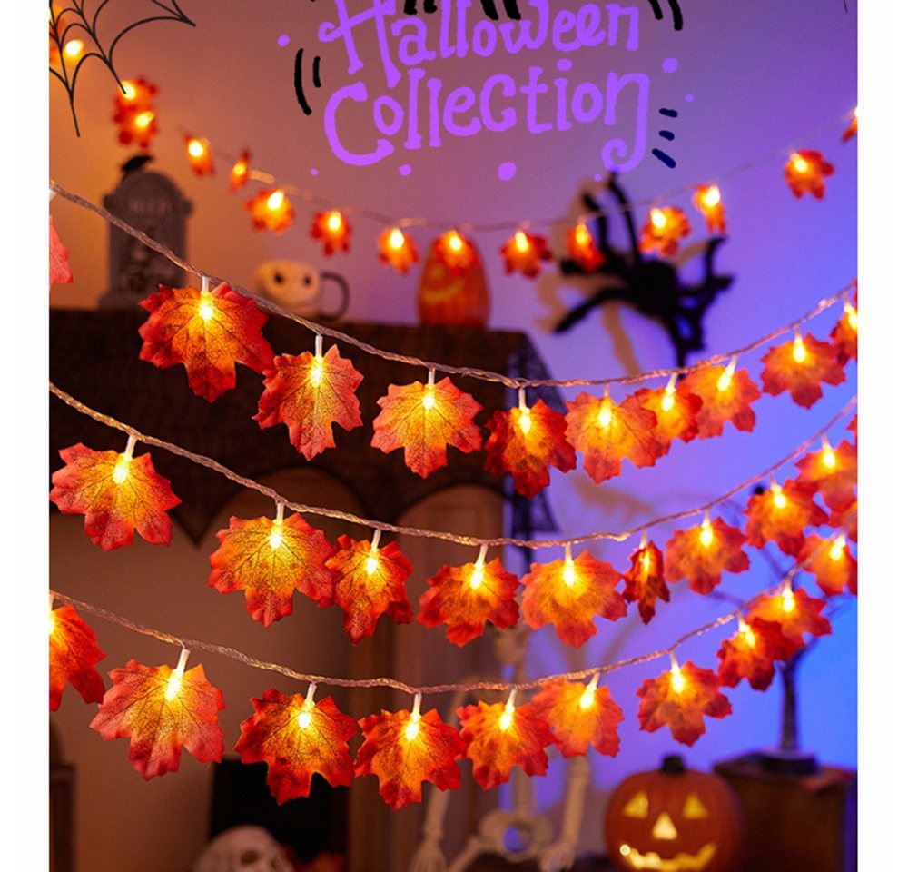 Bomiclss LED-Lichterkette 3M 20LED Halloween Deko Herbst Ahornblatt Girlande Lichterkette, für Halloween Theme Erntedankfest Weihnachtsfeiern Bild 3
