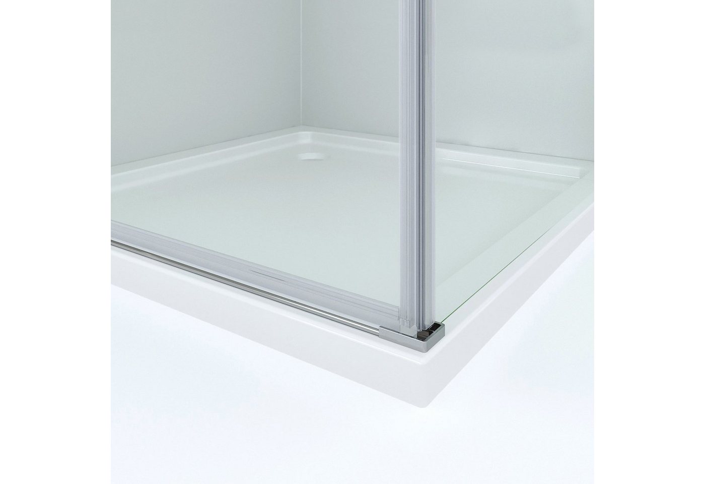 AQUABATOS Eckdusche Duschkabine Eckeinstieg Bad Duschabtrennung mit Drehtür Seitenwand, BxT: 70x75 cm, 6 mm Einscheibensicherheitsglas, Chromoptik,spritzwasserdicht,variable Breite,barrierefrei,Nano Glas Bild 2