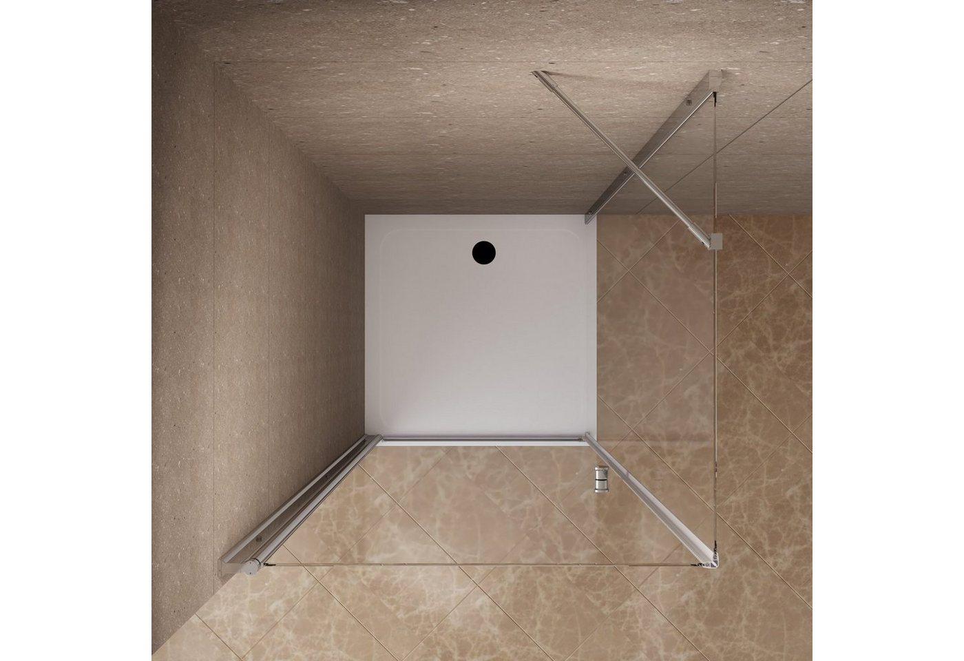 AQUABATOS Eckdusche Duschkabine Eckeinstieg Bad Duschabtrennung mit Drehtür Seitenwand, BxT: 70x75 cm, 6 mm Einscheibensicherheitsglas, Chromoptik,spritzwasserdicht,variable Breite,barrierefrei,Nano Glas Bild 3