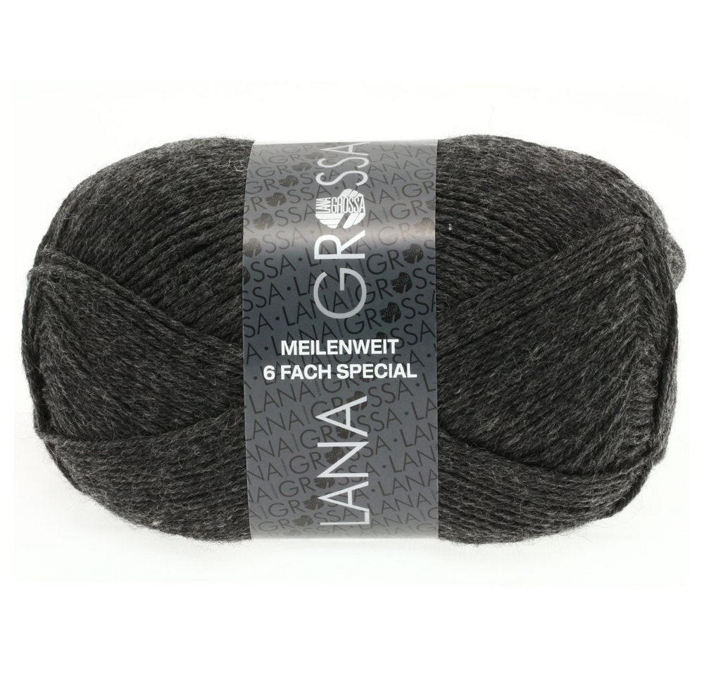 LANA GROSSA MEILENWEIT 6-FACH 150 g UNI 6-fach Sockenwolle für warme Füße Häkelwolle, 390 m (Nadelstärke 3 bis 4 mm für viele Muster und Strickideen, Warme und strapazierfähige 6-fach Sockenwolle), 150 g