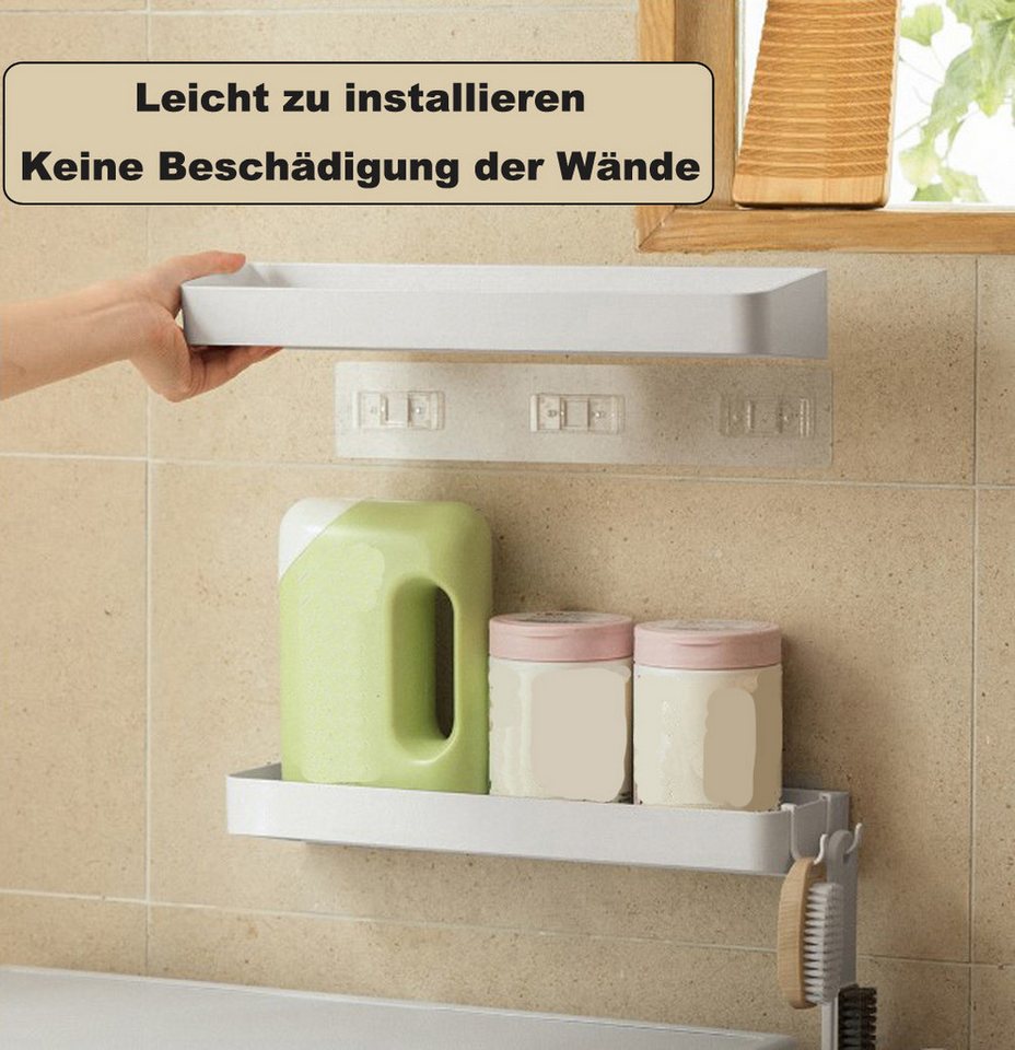 Coonoor Duschregal Badezimmerregal mit 3 Haken weiß 30cm, 1-tlg., kein Bohren erforderlich Bild 2
