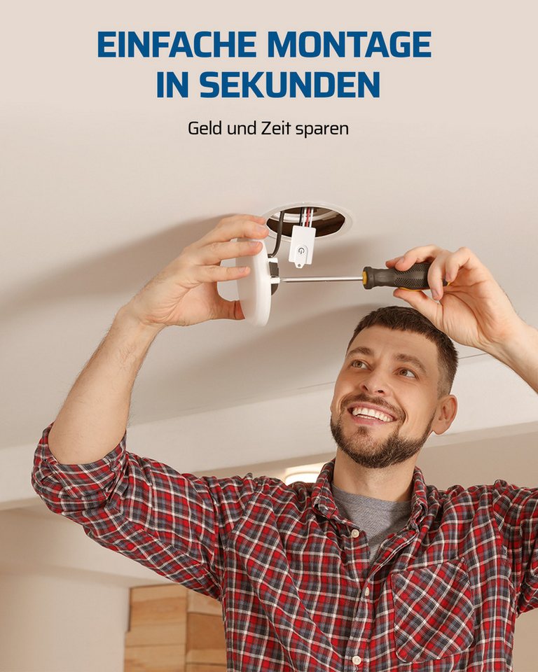 DEWENWILS Licht-Funksteuerung Funkschalter Set, für Schlafzimmer, Kinderzimmer, Büro, Arbeitszimmer, Wohnzimmer, 15A, Funk Wandschalter, Kabellos Funk Lichtschalter Set