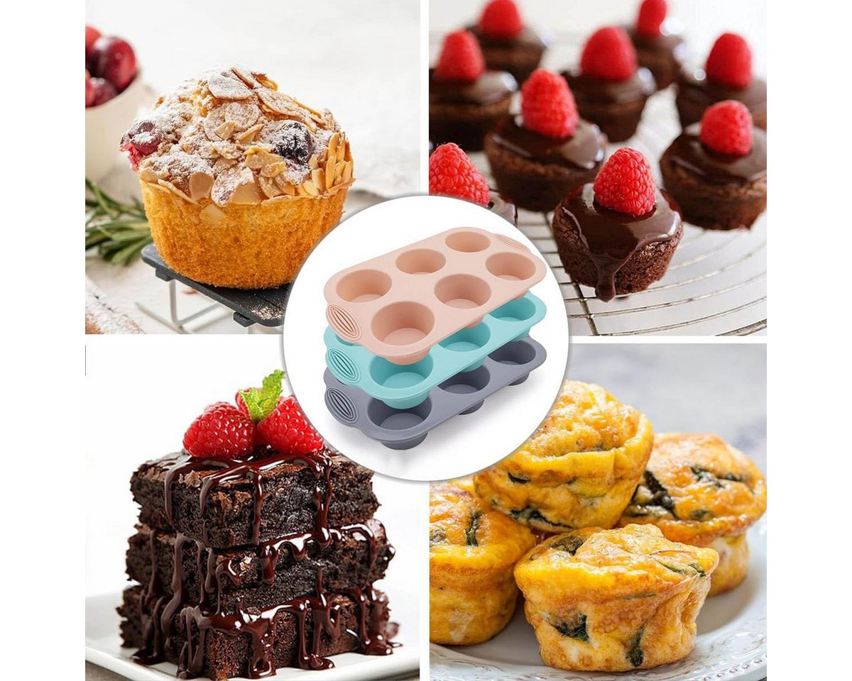 FELIXLEO Silikonform 3 Stück Silikon Muffinblech Muffinform Cupcake Backform, (1-tlg)