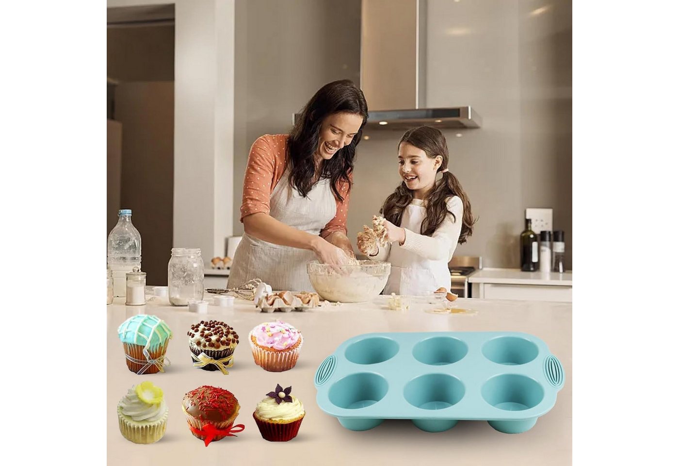 FELIXLEO Silikonform 3 Stück Silikon Muffinblech Muffinform Cupcake Backform, (1-tlg) Bild 2