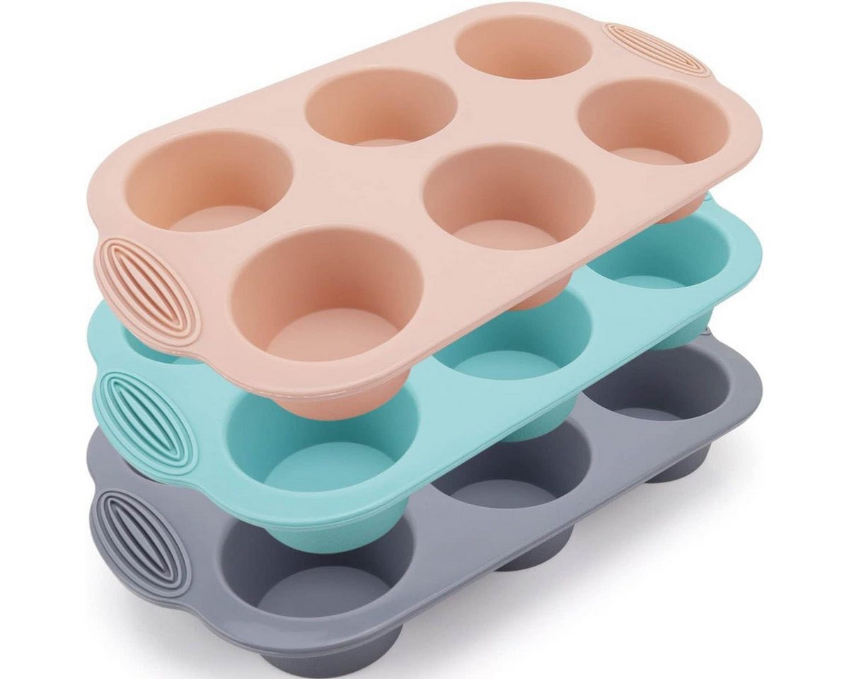 FELIXLEO Silikonform 3 Stück Silikon Muffinblech Muffinform Cupcake Backform, (1-tlg) Bild 3