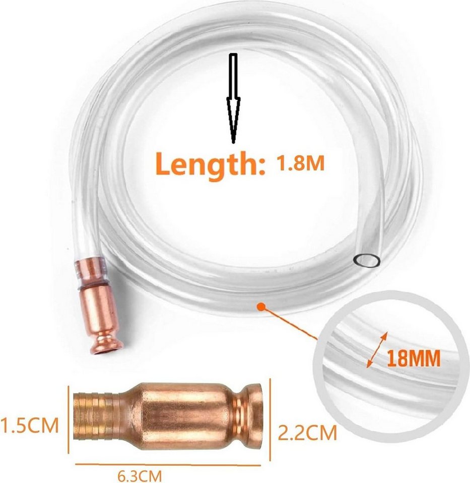 FELIXLEO Saugschlauch Selbstansaugende Schlauchpumpe 1.8M Benzin Wasser Transferpumpe Bild 4
