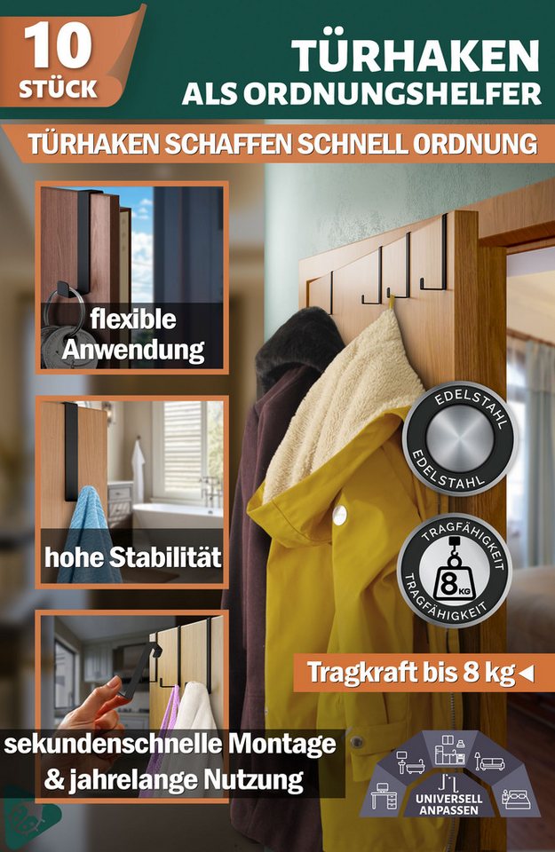 Lindenstein Türhaken Türhaken zum Einhängen 10er Set Bild 3