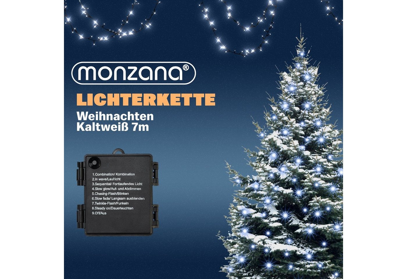 Deuba Lichterkette, 100 LED Außen Timer 8 verschiedene Leuchtmodi IP44 Dimmbar Batterie Bild 2