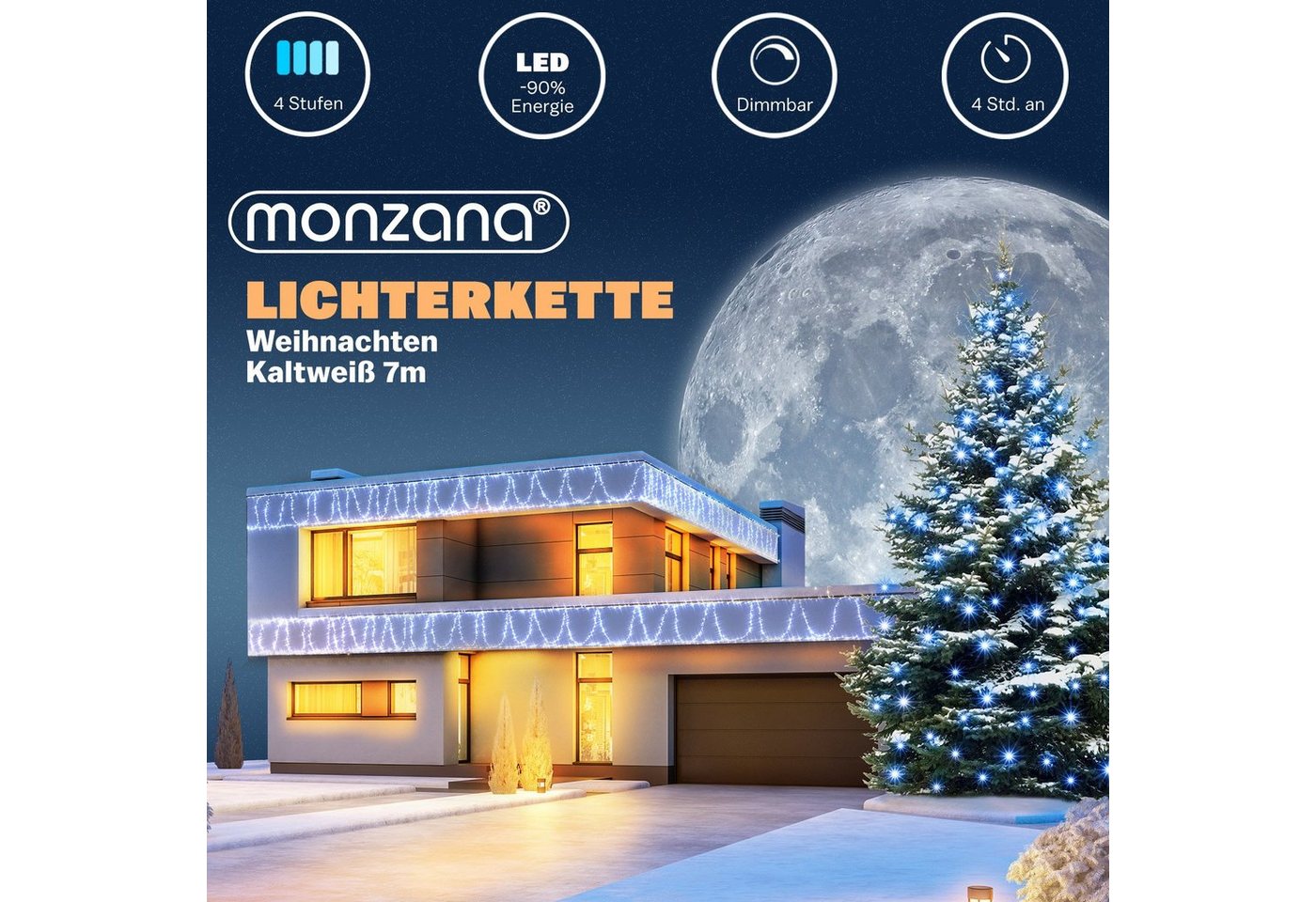 Deuba Lichterkette, 100 LED Außen Timer 8 verschiedene Leuchtmodi IP44 Dimmbar Batterie Bild 5
