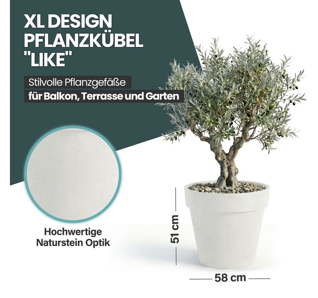 KreLeo Pflanzkübel Rollbarer XL Pflanzkübel "LIKE" Ø 58 cm in verschiedenen Farben (2 St) Bild 4