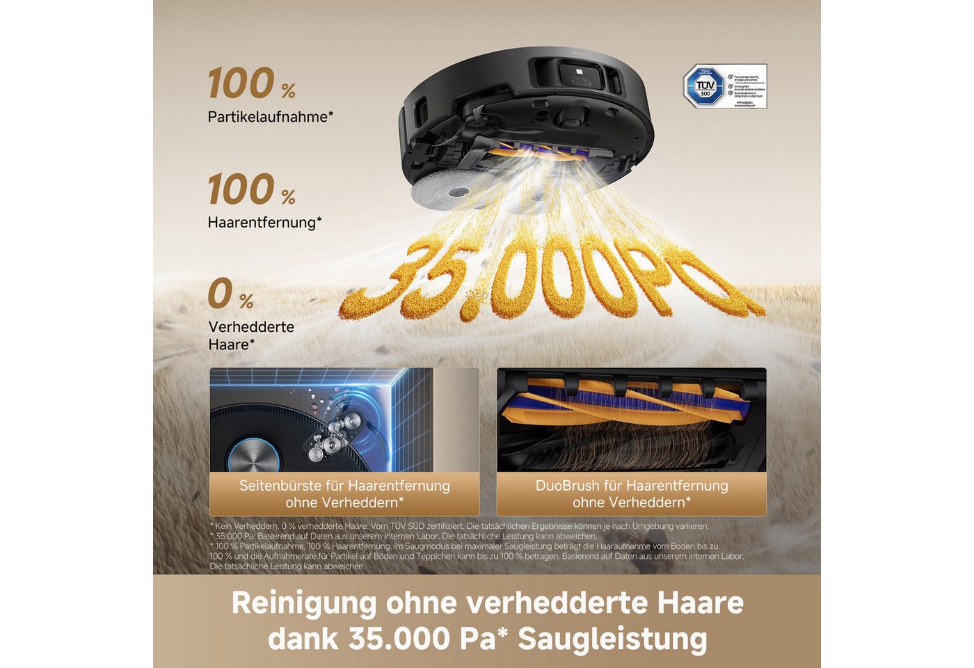 Dreame Saugroboter L60 Ultra, 600 W, mit Beutel, 35.000 Pa, Anti-Haarverhedderung, Kanten- und Eckenreinigung Bild 5