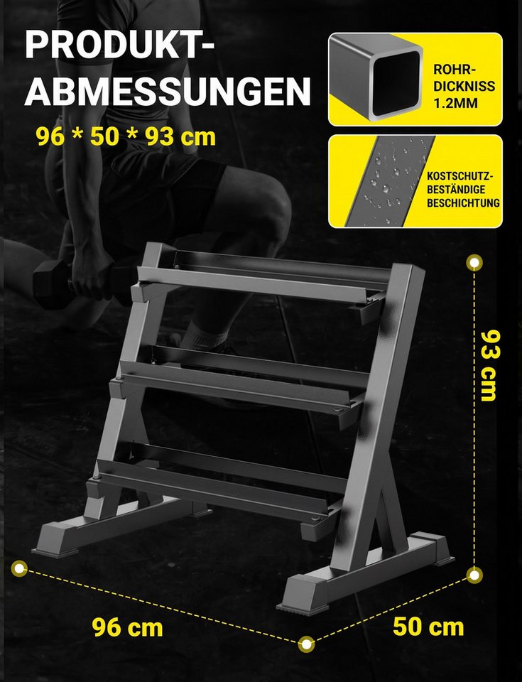 Dripex Kurzhantelständer Kurzhantelständer Verstellbarer 3-stöckiger Hantelablage 500 kg, 5–13 cm für verschiedene Hantelgrößen Bild 5