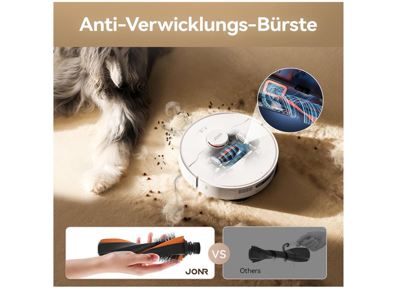 JONR Saugroboter mit Wischfunktion T5 Pro, 8000 Pa Saugkraft, Mit ausziehbarem Wischmopp Bild 3