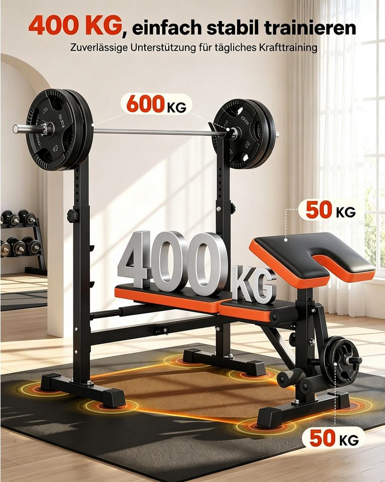 Dripex Half Rack Hantelbank klappbar, verstellbare Fitnessbank mit Langhantelablage Bild 5