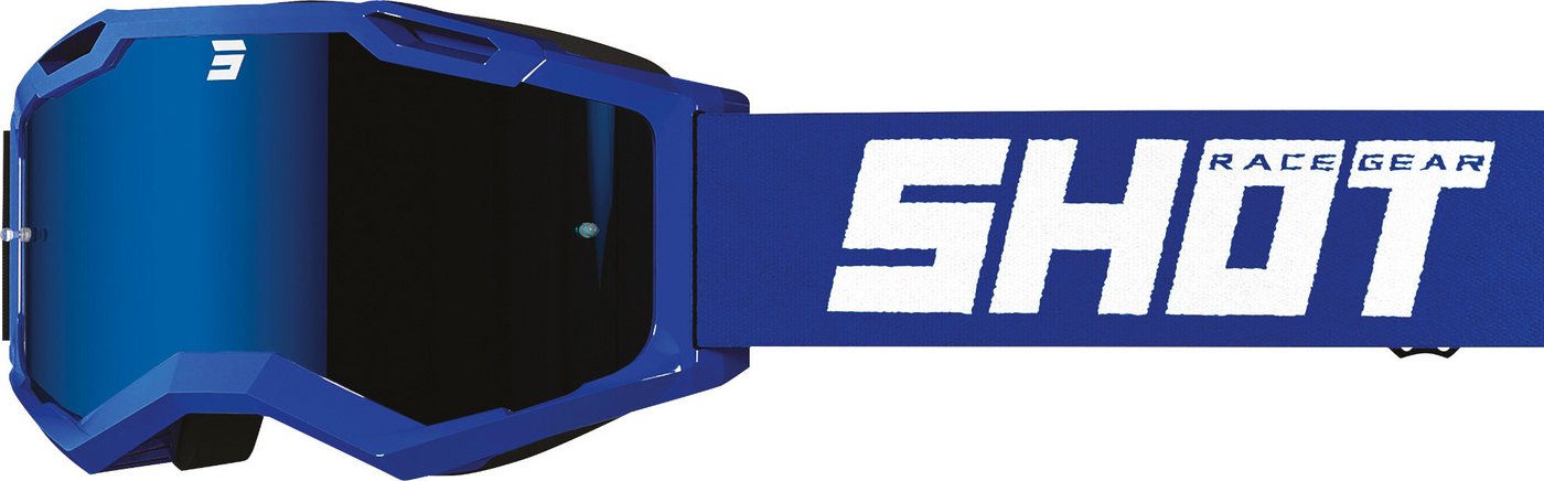 Shot Motorradbrille Assault 2.0 Iridium Motocross Brille, Mit Band,Mit Logo auf dem Band,Kratzfest