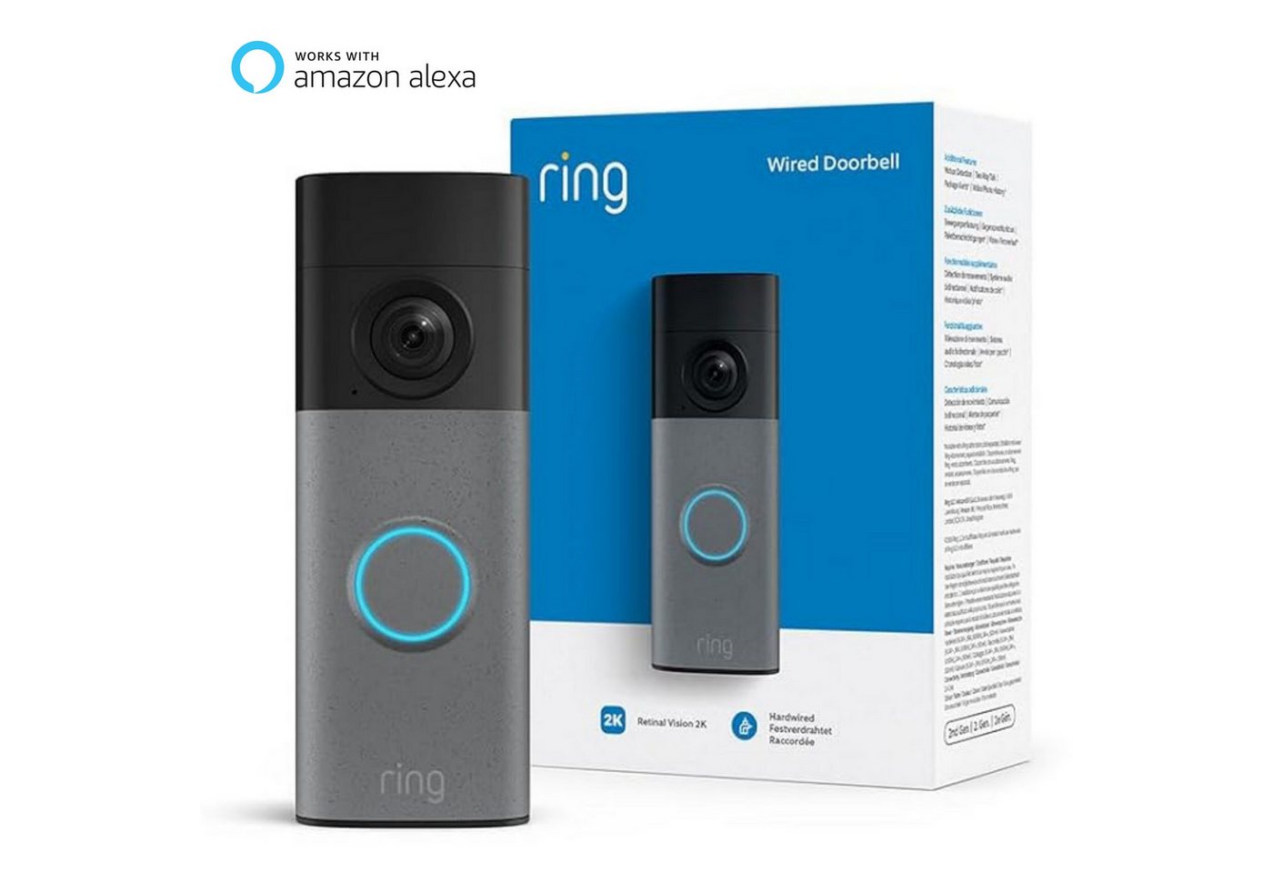 Ring Smart Home Türklingel Wired Video Doorbell 2K (Neuste Generation) (Außenbereich, Eingangsbereich, Haustür, Nachtsicht, Gegensprechfunktion, Bewegungserkennung) Bild 2
