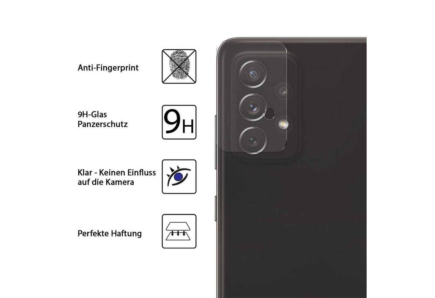 CoolGadget Schutzfolie Panzerfolie für Samsung A72, (Spar-Set 4in1, 2x Displayschutz, 2x Kameraschutz), Panzerglas Schutzfolie für Samsung Galaxy A72 Folie Bild 3