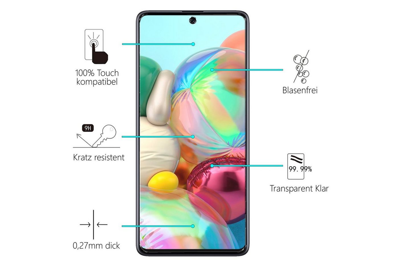 CoolGadget Schutzfolie Panzerfolie für Samsung A72, (Spar-Set 4in1, 2x Displayschutz, 2x Kameraschutz), Panzerglas Schutzfolie für Samsung Galaxy A72 Folie Bild 4
