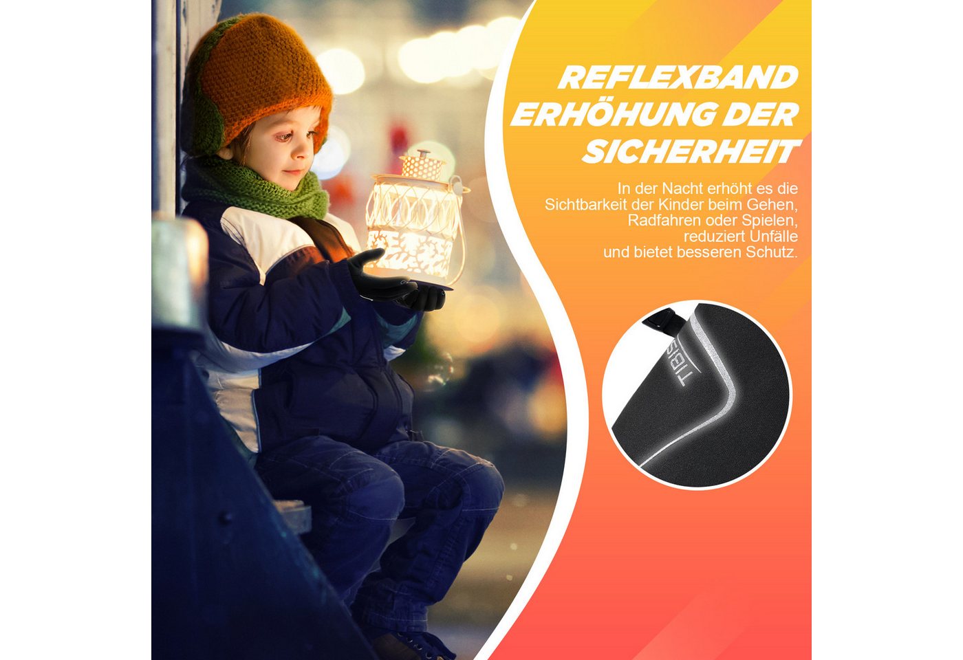TANSTC Thermohandschuhe Fahrradhandschuhe Kinder Warme Handschuhe Softshell Winterhandschuhe (Set) Touchscreen,rutschfeste,reflektierende,wärme,leicht,winddicht