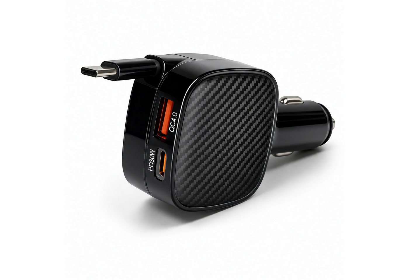 Bolwins E24C Auto Ladegerät 85W mit USB-C-Kabel, PD30W, 2x USB-C/USB-A für PKW USB-Ladegerät (3000 mA, Einzelset, 1-tlg., 1x 85W KFZ-Ladegerät mit einziehbarem USB-C-Kabel, 85W Gesamtleistung, USB-C Einziehkabel 65cm, PD30W, QC4.0, 3 Geräte) Bild 4