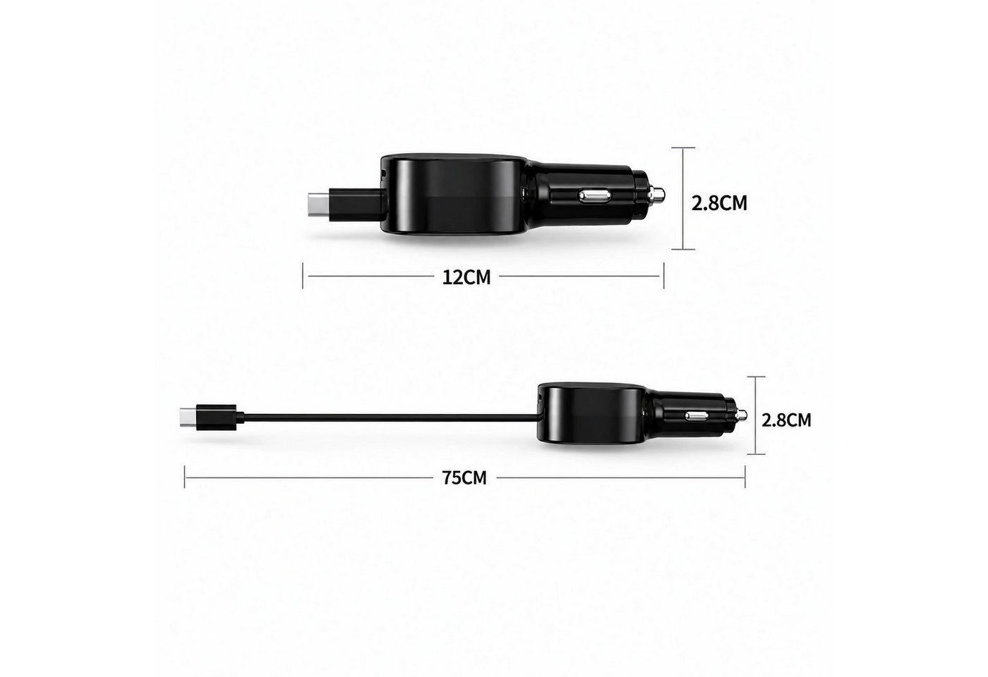 Bolwins E24C Auto Ladegerät 85W mit USB-C-Kabel, PD30W, 2x USB-C/USB-A für PKW USB-Ladegerät (3000 mA, Einzelset, 1-tlg., 1x 85W KFZ-Ladegerät mit einziehbarem USB-C-Kabel, 85W Gesamtleistung, USB-C Einziehkabel 65cm, PD30W, QC4.0, 3 Geräte) Bild 5