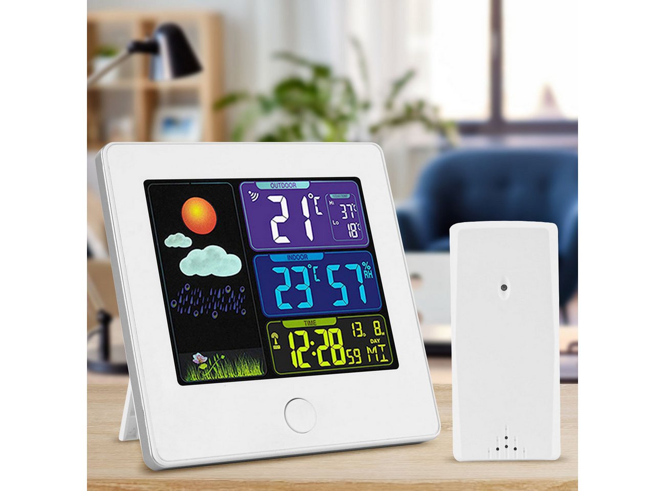 Casativo Funk-Wetterstation mit Außensensor, Farbdisplay, Wecker & Hygro Funkwetterstation (mit 60m Außensensor, Farbdisplay, Min/Max-Speicher & Snooze-Wecker) Bild 4