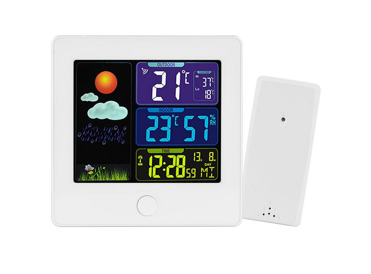 Casativo Funk-Wetterstation mit Außensensor, Farbdisplay, Wecker & Hygro Funkwetterstation (mit 60m Außensensor, Farbdisplay, Min/Max-Speicher & Snooze-Wecker) Bild 5