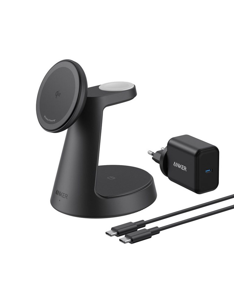 Anker Anker MagGo 3-in-1 Ladestation Qi2 15W MagSafe kompatibel Ladegerät Induktions-Ladegerät (Set, kabellose Ladestation, 40W USB-C Adapter, 1,5m USB C auf USB C Kabel, iPhone Induktive Ladestation, Wireless Charger für iPhone und mehr) Bild 3