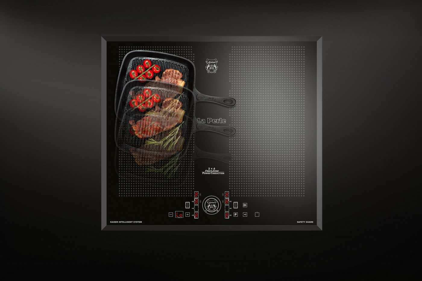 Kaiser Küchengeräte Induktions-Kochfeld 60 cm Premium Induktionskochfeld mit schwarzer Glaskeramik und Facetten, autarkes Einbau Induktionsherd mit 4 QuickHeat Kochzonen, 2×4 Full FlexInduktions FREE ZONE und Power Booster KCT 61 FI, Kindersicherung, 4fach Restwärmeanzeige, Safety Guard Bild 4