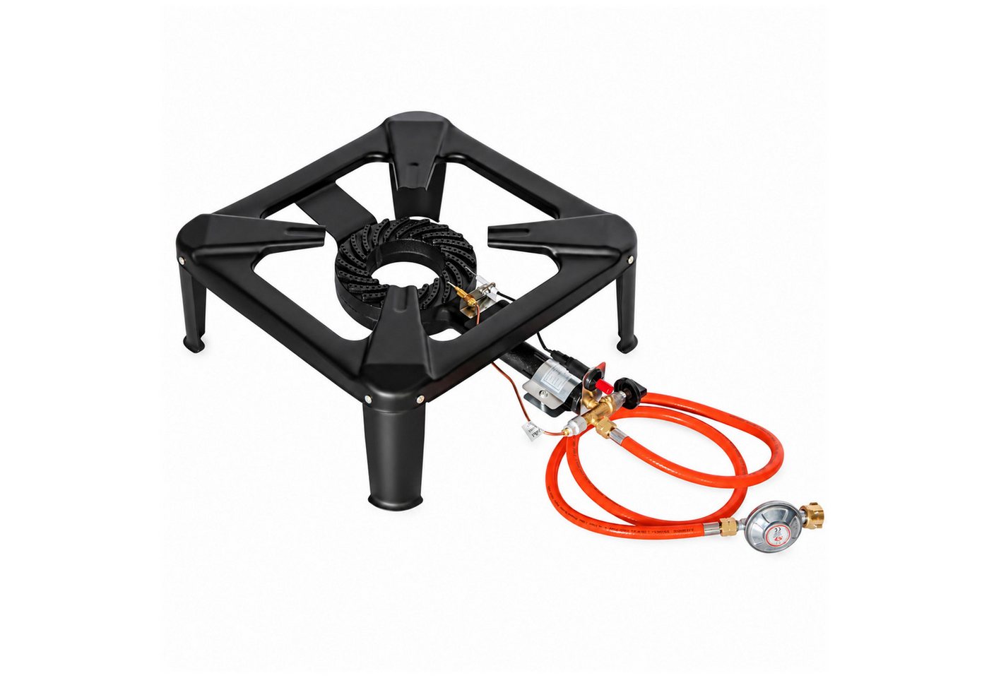 HELO24 Gaskocher Hockerkocher Gasbrenner Camping Wok 6,5kW 4-Fuß H1 + Schlauch + Regler Bild 3