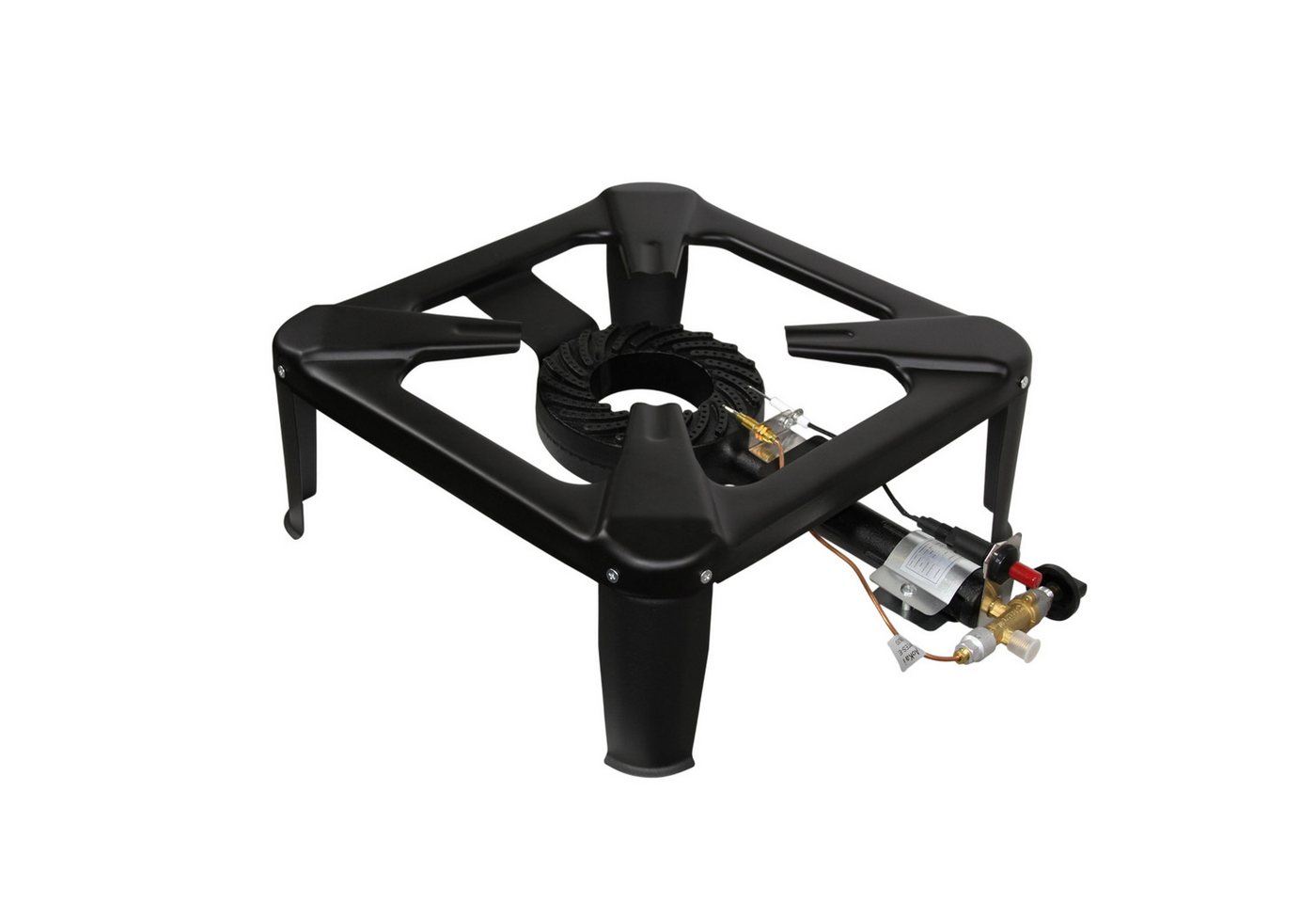 HELO24 Gaskocher Hockerkocher Gasbrenner Camping Wok 6,5kW 4-Fuß H1 + Schlauch + Regler Bild 4