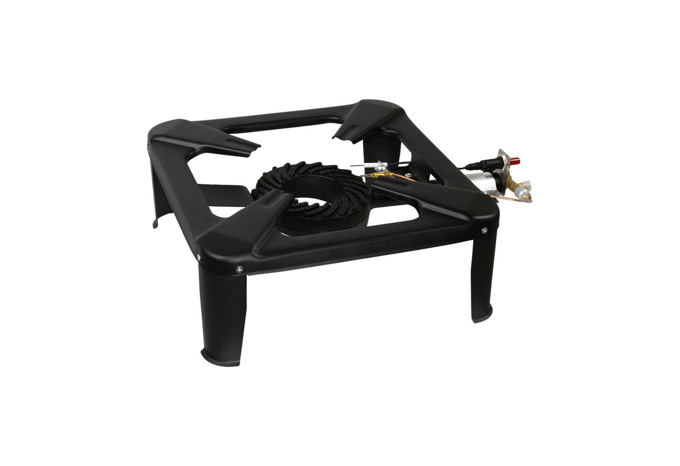 HELO24 Gaskocher Hockerkocher Gasbrenner Camping Wok 6,5kW 4-Fuß H1 + Schlauch + Regler Bild 5