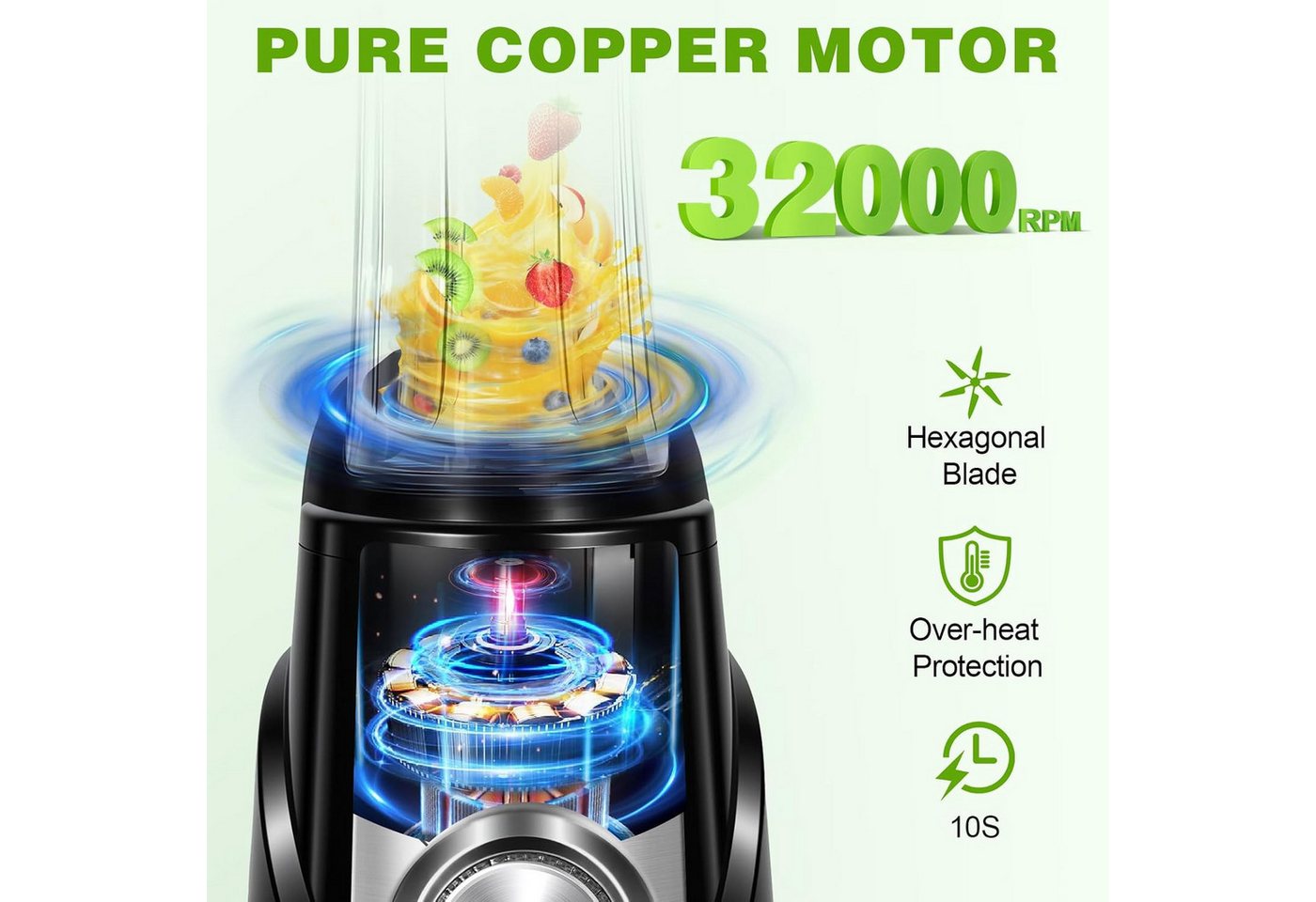 Diyarts Smoothie-Maker, 400 W, 600 ml To-go-Becher, 6 Edelstahlklingen, 2 Mixmodi & Pulsfunktion Bild 2