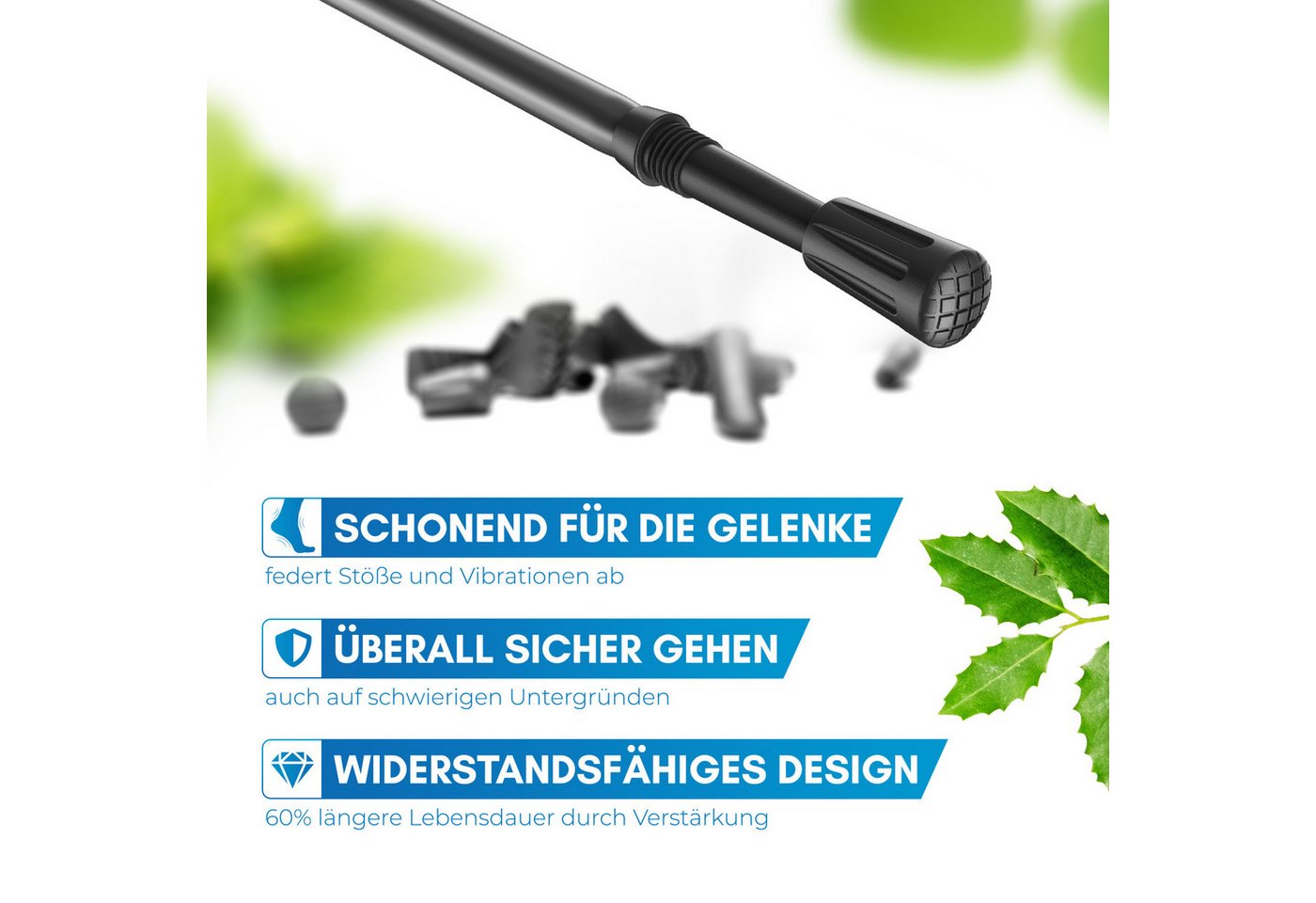 Nordmut Mumienschlafsack Wanderstock Aufsätze für alle gängigen Trekkingstöcke, universell einsetzbar, langlebig & robust, leise