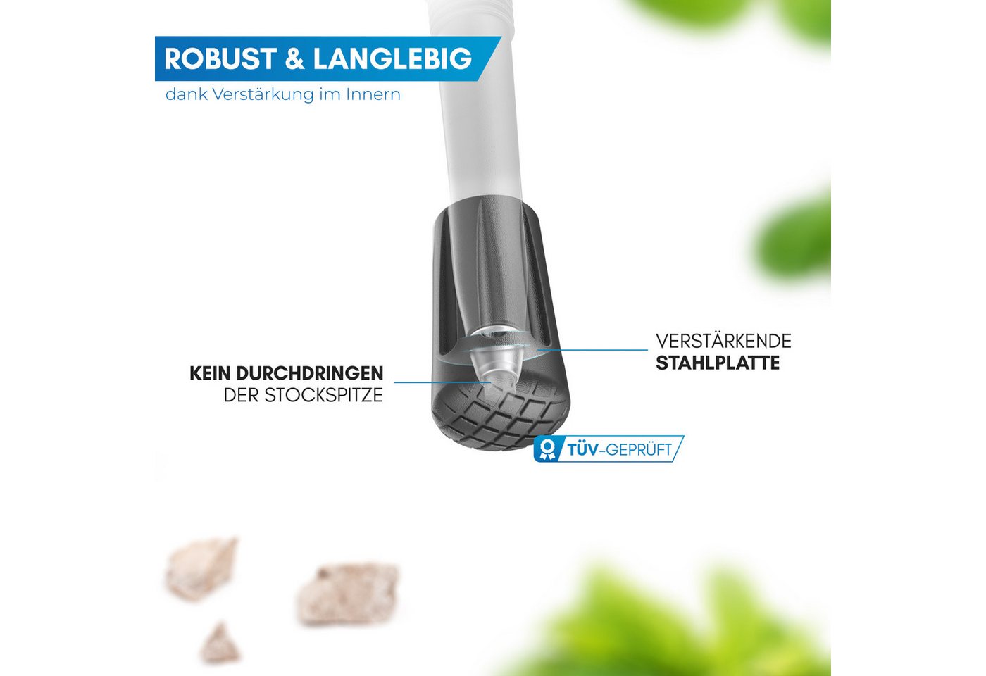 Nordmut Mumienschlafsack Wanderstock Aufsätze für alle gängigen Trekkingstöcke, universell einsetzbar, langlebig & robust, leise Bild 3