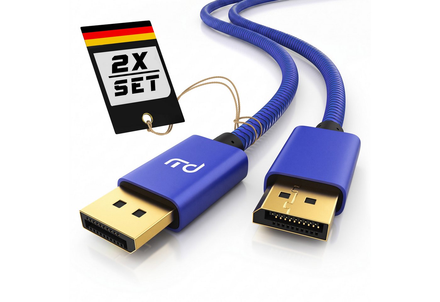 Primewire 2er Set DisplayPort Kabel 1.4 8K 3m blau Audio- & Video-Kabel, DisplayPort, DP 1.4 (300 cm), für Gaming-Monitor und PC, flüssige, gestochen scharfe Bildwiedergabe