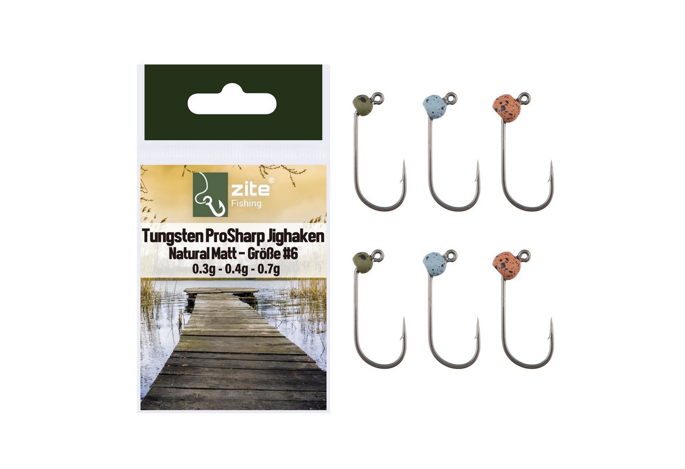 Zite Jighaken NaturalMatt Tungsten ProSharp Angelhaken Teflonbeschichtet Forelle