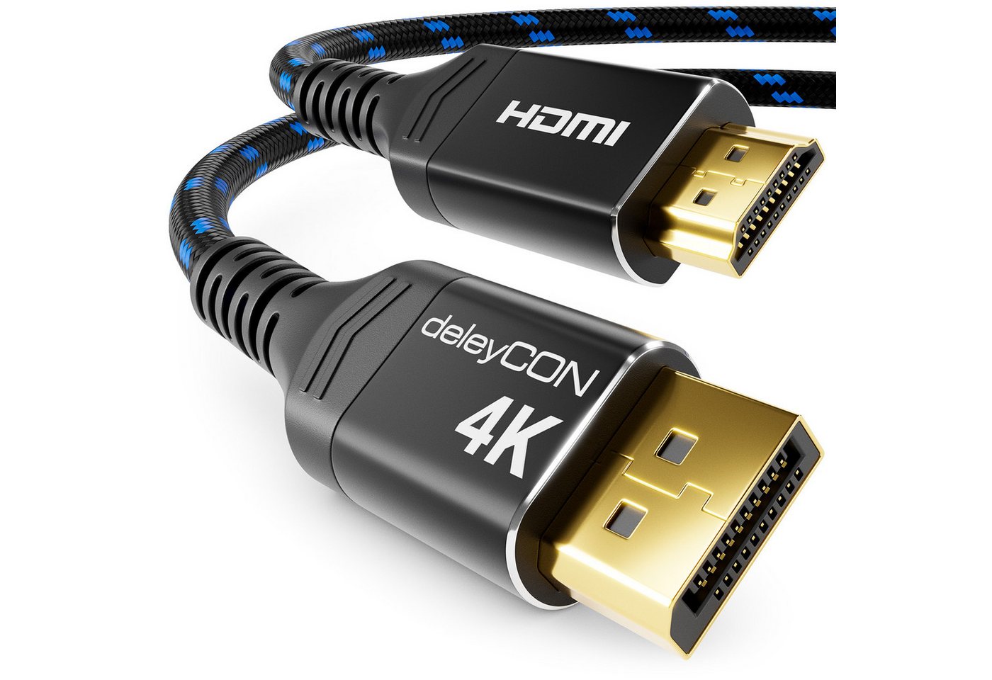 deleyCON 2m 4K DisplayPort zu HDMI Kabel 4K@60Hz Nylon Kabel Alu Stecker Video-Kabel Bild 5