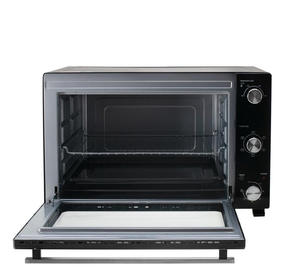 ADLER EUROPE Minibackofen AD 6028 Elektrobackofen 60 l mit Umluft, Drehspieß, Grillfunktion, Innenbeleuchtung, Backblech, Rost, Küche, Familie und Gäste, schwarz Bild 2