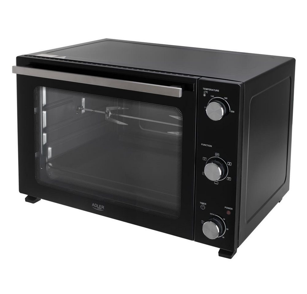 ADLER EUROPE Minibackofen AD 6028 Elektrobackofen 60 l mit Umluft, Drehspieß, Grillfunktion, Innenbeleuchtung, Backblech, Rost, Küche, Familie und Gäste, schwarz Bild 3