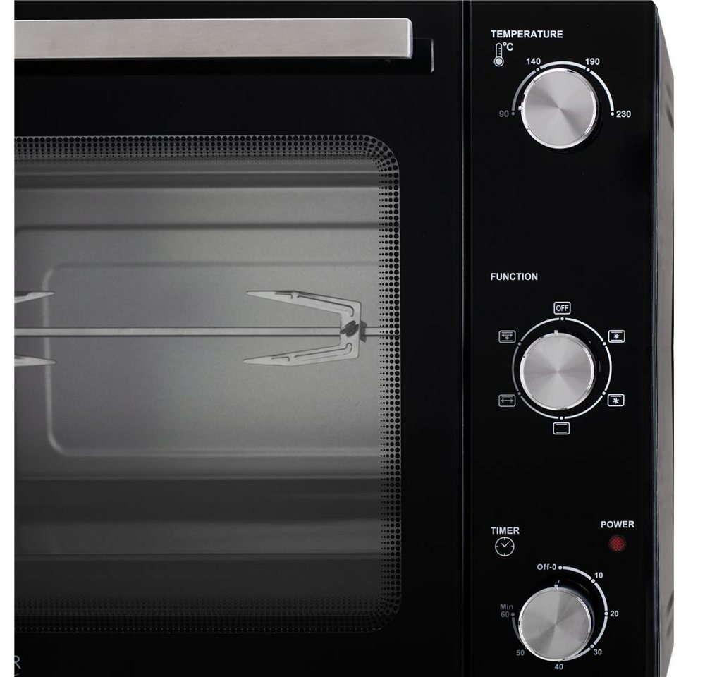 ADLER EUROPE Minibackofen AD 6028 Elektrobackofen 60 l mit Umluft, Drehspieß, Grillfunktion, Innenbeleuchtung, Backblech, Rost, Küche, Familie und Gäste, schwarz Bild 4