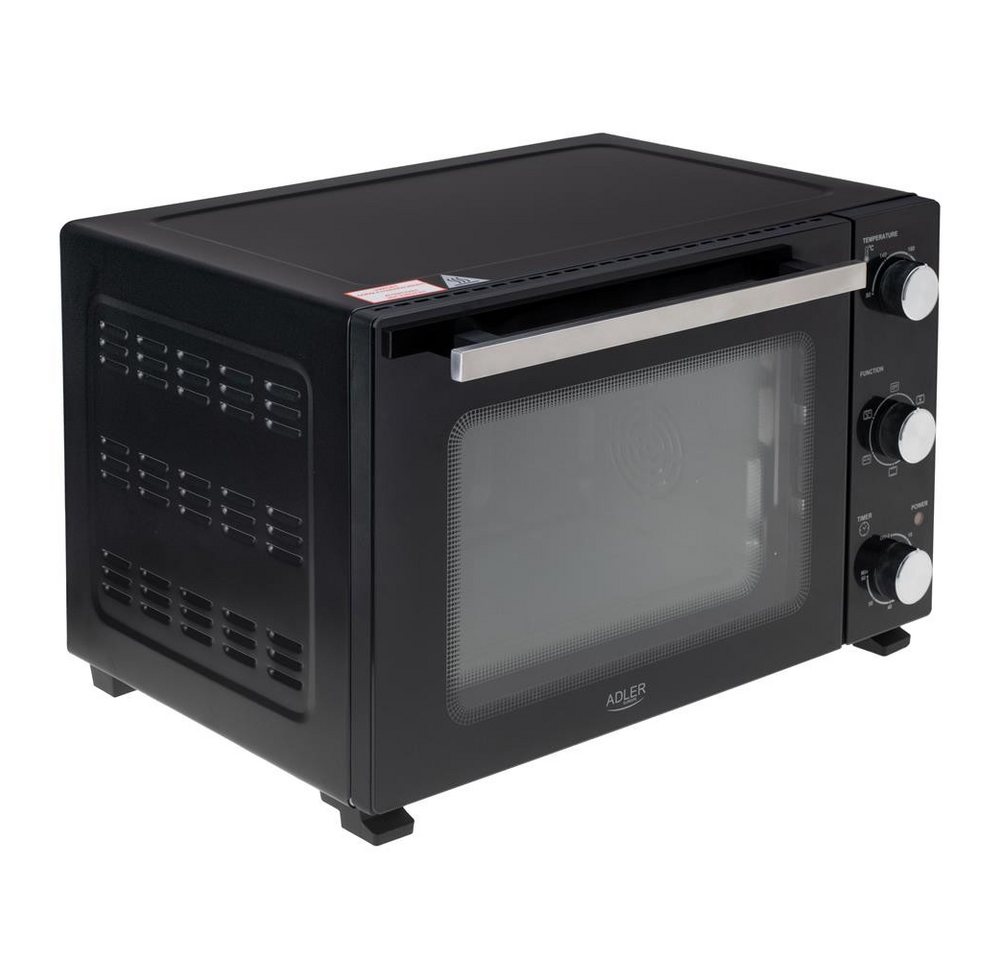ADLER EUROPE Minibackofen AD 6028 Elektrobackofen 60 l mit Umluft, Drehspieß, Grillfunktion, Innenbeleuchtung, Backblech, Rost, Küche, Familie und Gäste, schwarz Bild 5