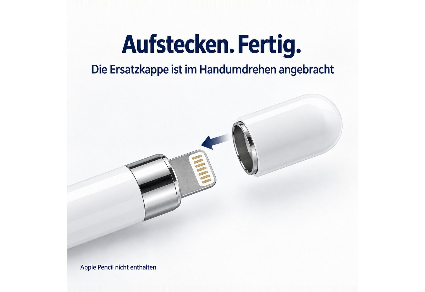 PlugUp Eingabestift-Adapter Ersatzkappe für Apple Pencil 1. Generation – Schutzkappe für Ladeport (1-St) Ersatzkappe für den Apple Pencil 1. Generation Bild 2