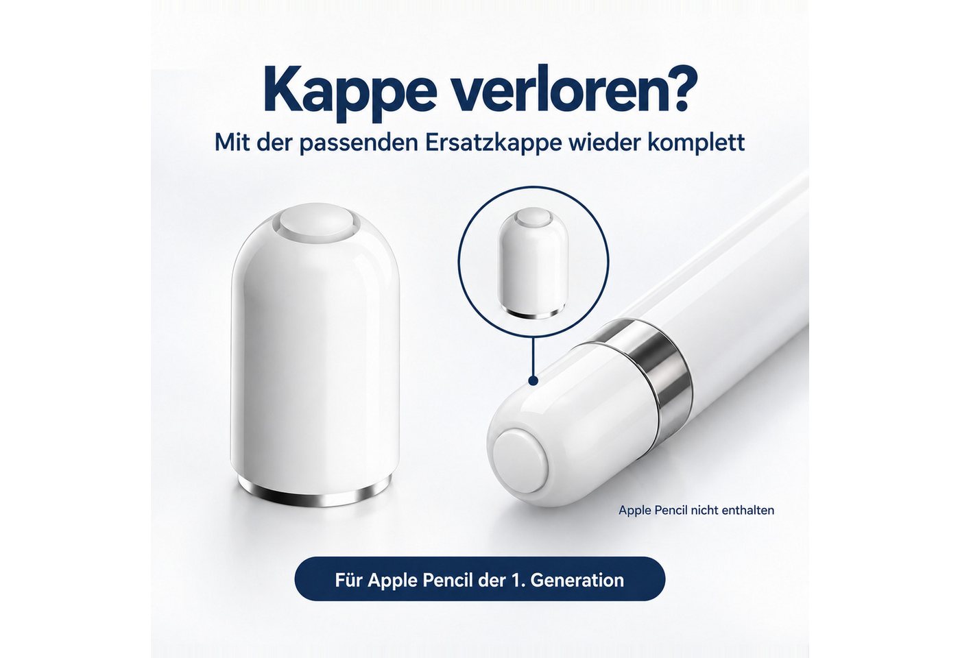 PlugUp Eingabestift-Adapter Ersatzkappe für Apple Pencil 1. Generation – Schutzkappe für Ladeport (1-St) Ersatzkappe für den Apple Pencil 1. Generation Bild 3
