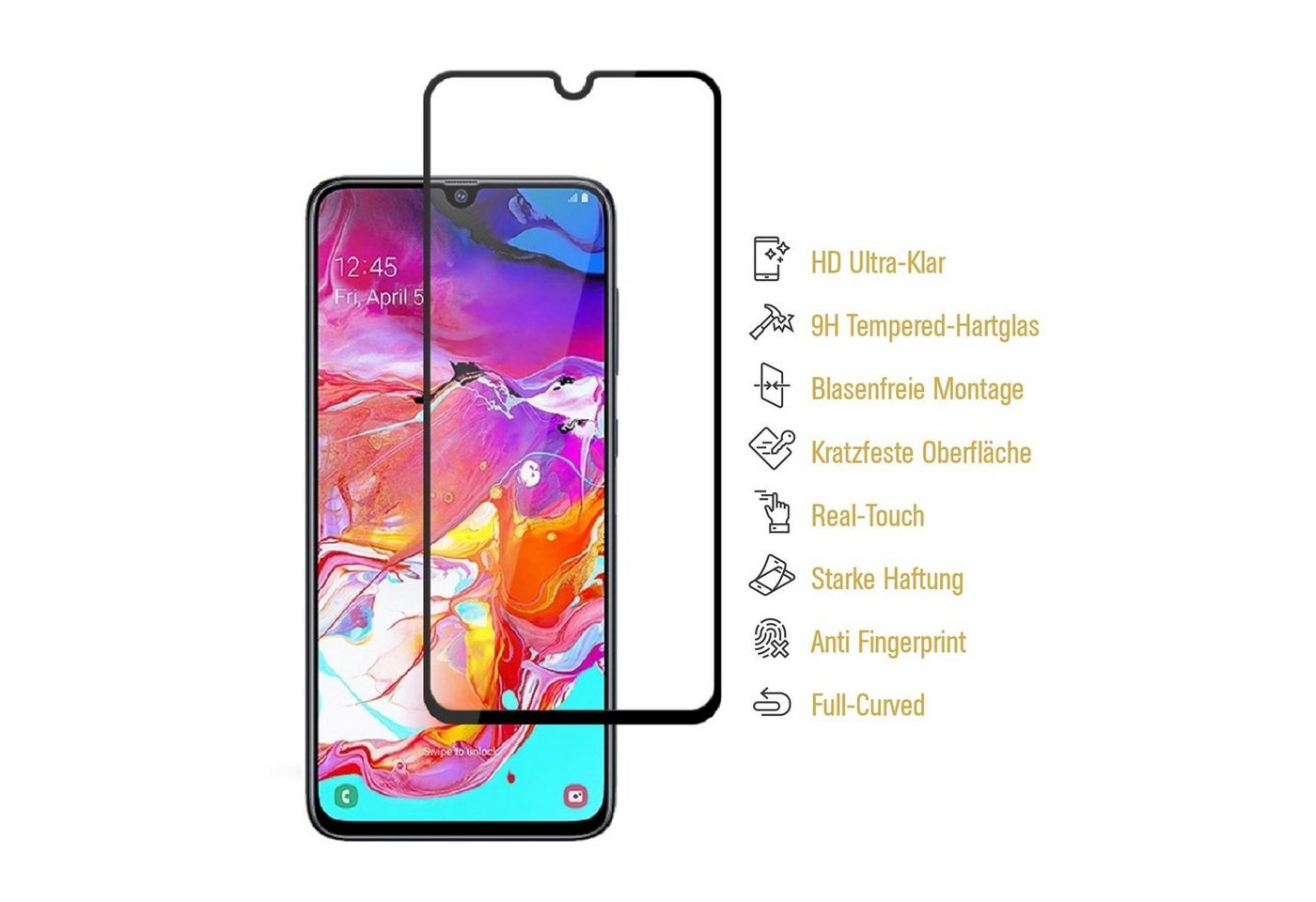 Protectorking Schutzfolie 2x 9H Hartglas für Samsung Galaxy A40 FULL COVER Panzerfolie Displaysc, (2-Stück), EDGE-TO-EDGE-ABDECKUNG Bild 2