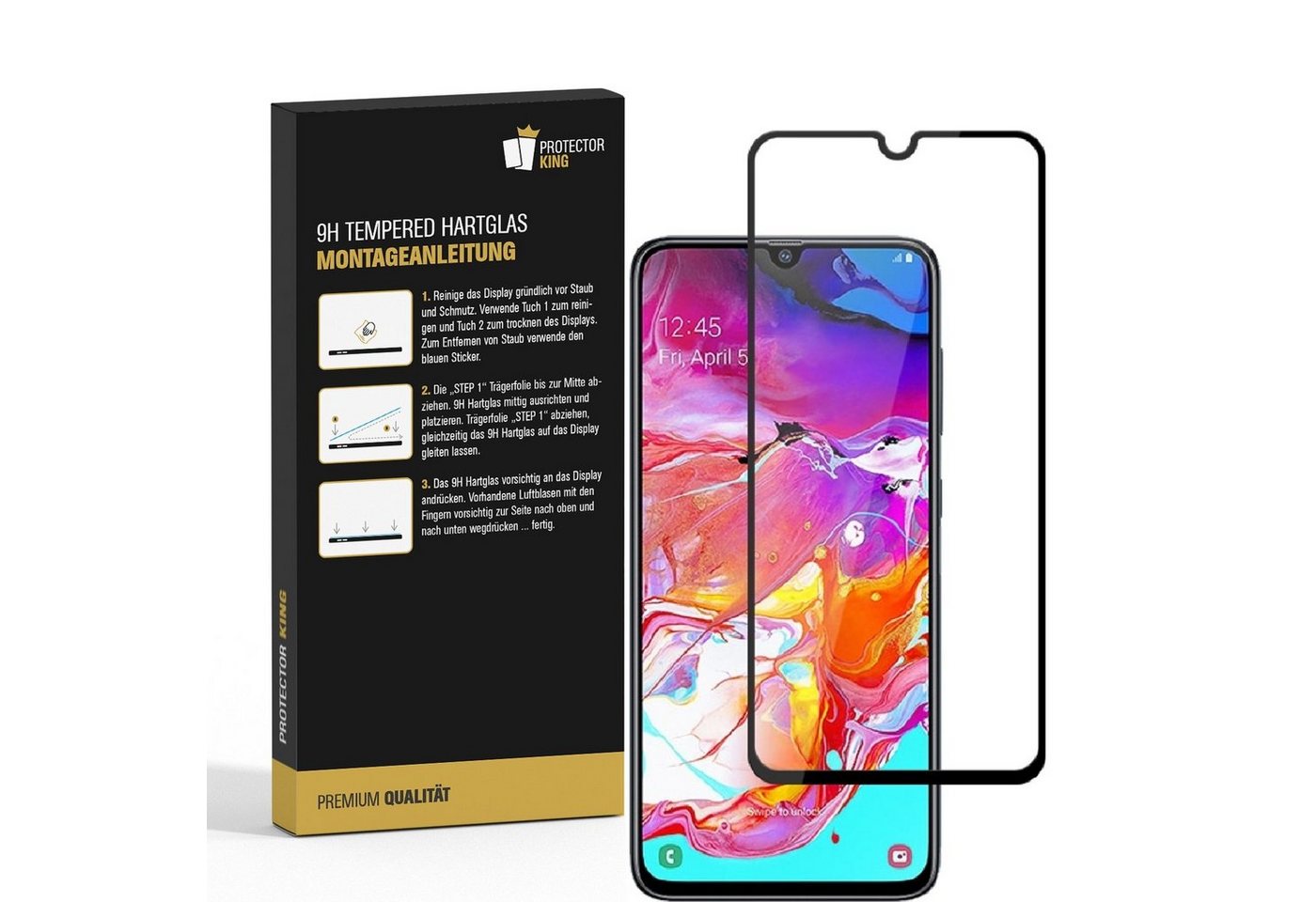 Protectorking Schutzfolie 2x 9H Hartglas für Samsung Galaxy A40 FULL COVER Panzerfolie Displaysc, (2-Stück), EDGE-TO-EDGE-ABDECKUNG Bild 3