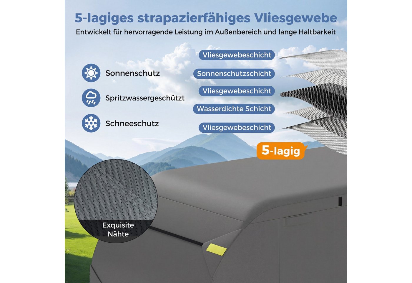 COSTWAY Wohnwagenschutzhülle, Wohnwagen Abdeckung aus Vliesstoff, wetterfest Bild 4