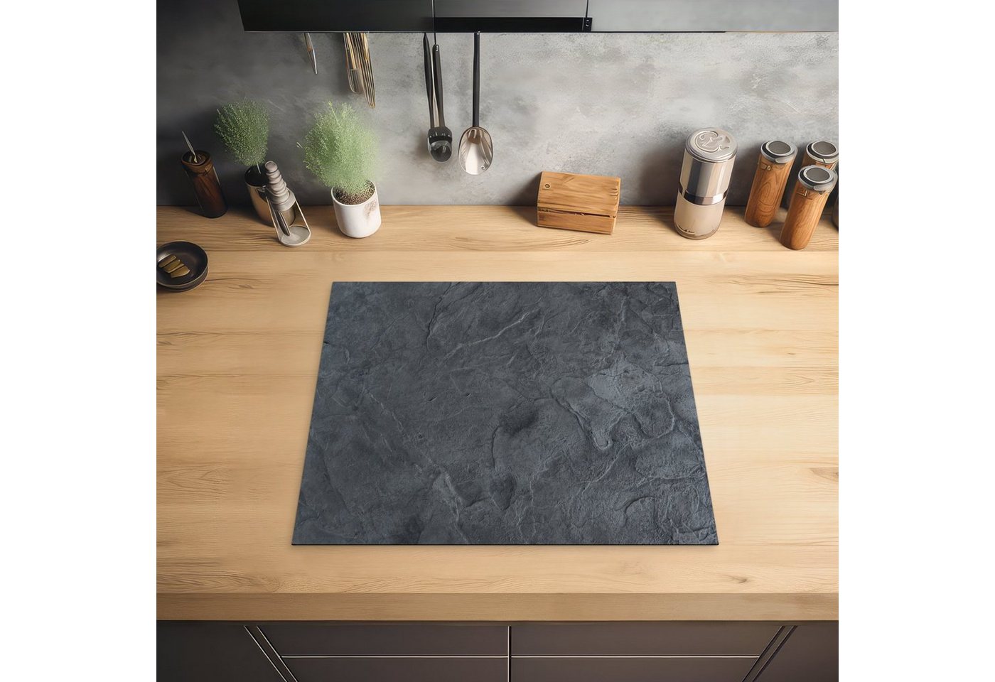 MuchoWow Herd-Abdeckplatte Beton - Induktionsschutz - Induktionsmatte - Grau - Industrie, Vinyl, (1 tlg), Ceranfeldabdeckung Küche, Herdabdeckplatte Einteilig, 60x52 cm