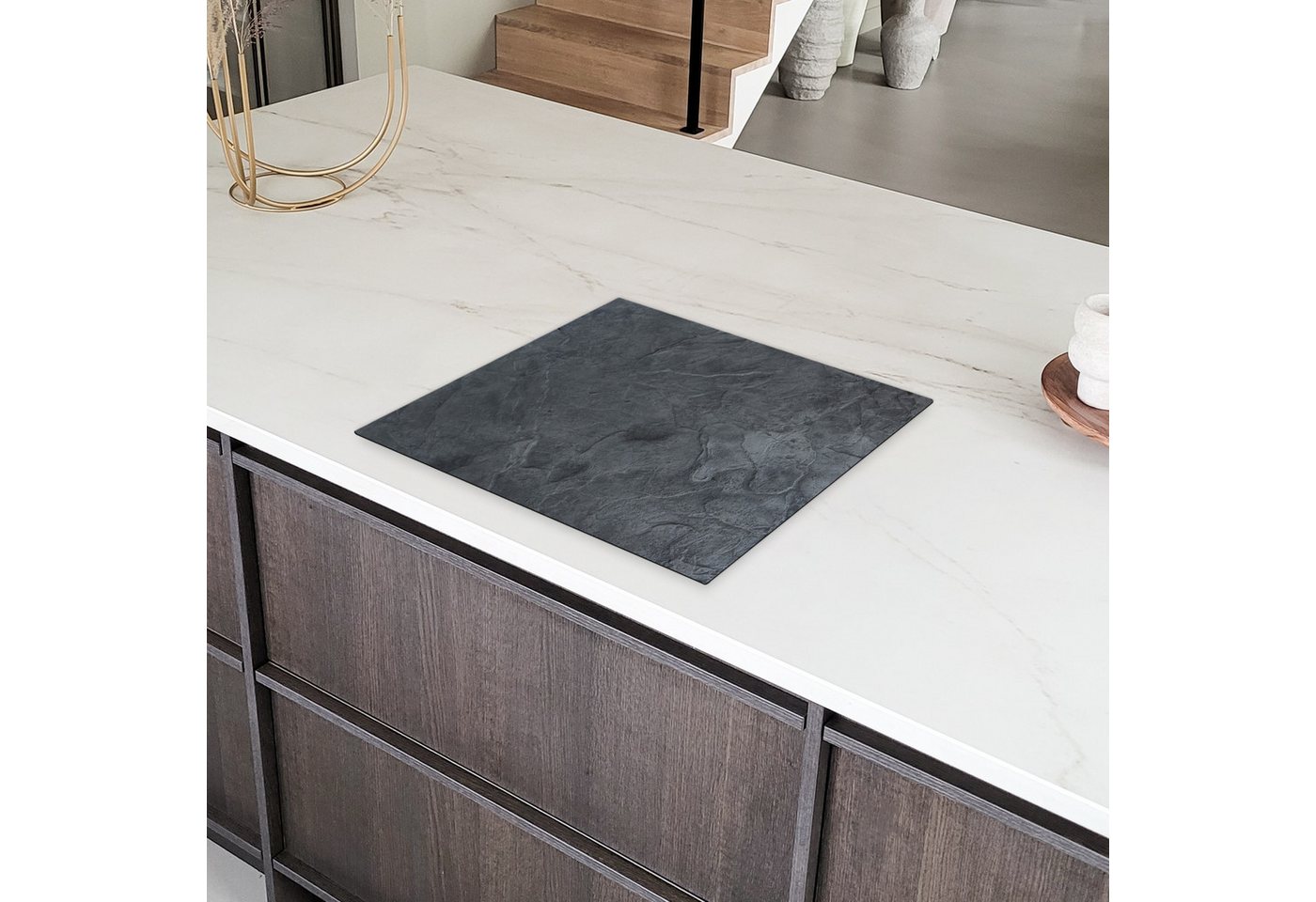 MuchoWow Herd-Abdeckplatte Beton - Induktionsschutz - Induktionsmatte - Grau - Industrie, Vinyl, (1 tlg), Ceranfeldabdeckung Küche, Herdabdeckplatte Einteilig, 60x52 cm Bild 3